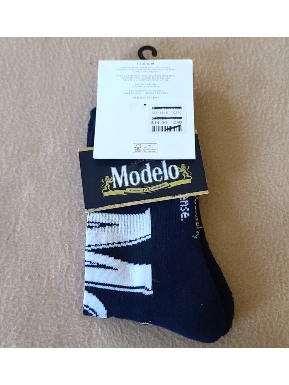 Urban Outfitters Modelo Beer Logo Crew Socks Navy White OS Unisex Ribbed NWT